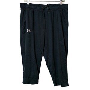 Under Armour Womens XL Capri  Joggers Black HeatGear Athletic Loose Pockets